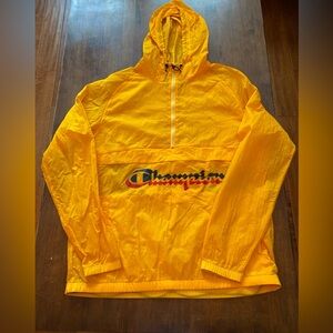 Champion Jacket Adult XL Yellow Gold Stadium Gear Packable Waterproof Hooded